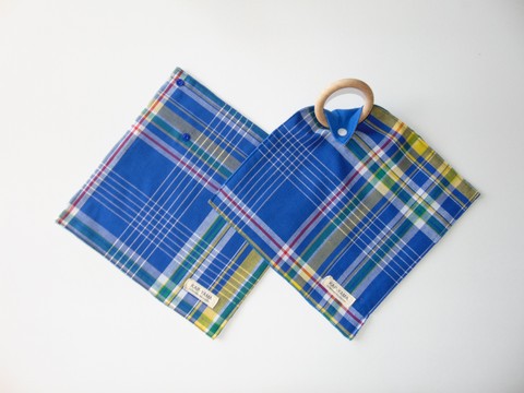 Doudou Lange Teether Madras Blue Handmade