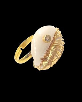 White cowrie ring
