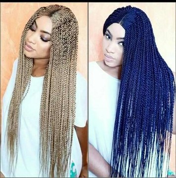 Aduku centre part braided wig with closure, light weight, African style