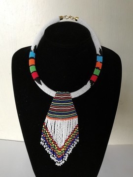 African zulu beaded necklace, Women jewelry, Christmas gift for mom, Beaded pendant necklace