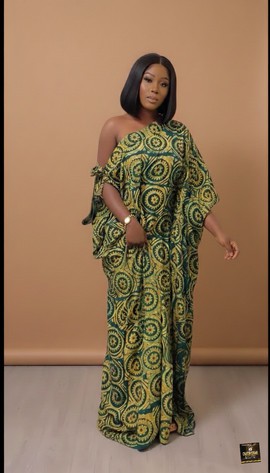 Emerald Sunburst One-Shoulder Kaftan