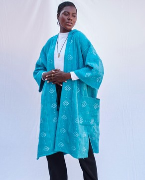 Abstract Hooded Bogolan Cloak