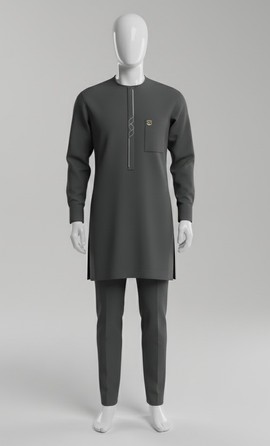 Tunique traditionnelle grise élégante, caftan