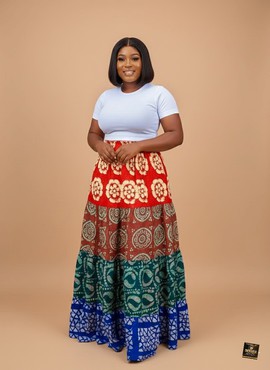 Sunrise Tiered Batik Maxi Skirt
