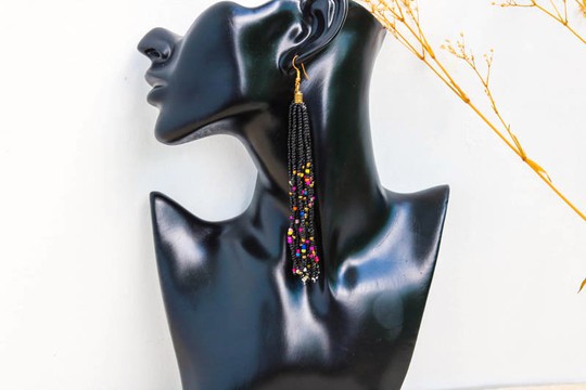 African Beaded earrings, Beaded Fringe earrings, Elegant earrings, Tribal earrings, Boho earrings