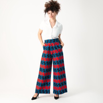 Pantalon à pinces taille haute multicolore