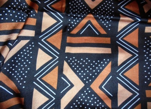 Bogolan printed silk fabric, muslin version