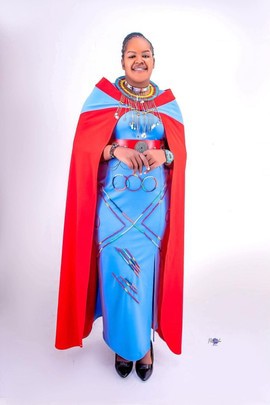 Beaded Maasai dress with a matching shawl