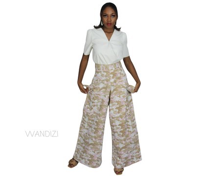 African Print Wide Camo Pants, African Womens Pants, Womens Clothing, Womens wear