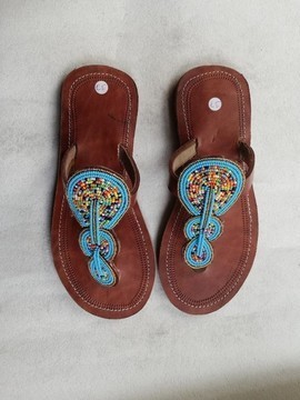 Masai Beaded sandals, African  sandals, Women Sandals, Leather sandals, Boho sandals, Beach sandals