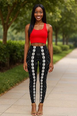 Legging ethnique pour femme à imprimé de cauris africains