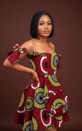 Bold Ankara Off-Shoulder Ruffle Dress – African Print Party &amp; Occasion Wear