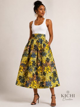 Mid-length wax print skirt