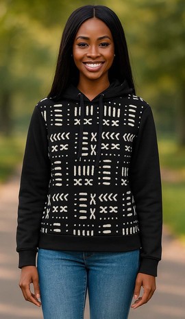 Modern Hoodie African Print Tribal Scissors Pattern