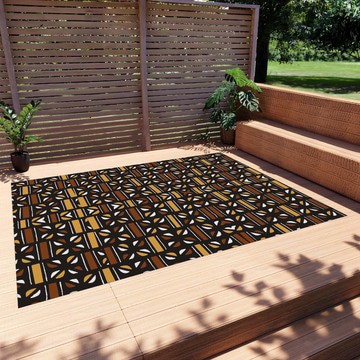 Outdoor Mudcloth Rug African Print Carpet Exterior (LARGER SIZES AVAILABLE)