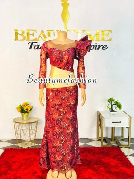 Long sleeve lace mermaid prom dress,African women prom dresses,wedding reception dress