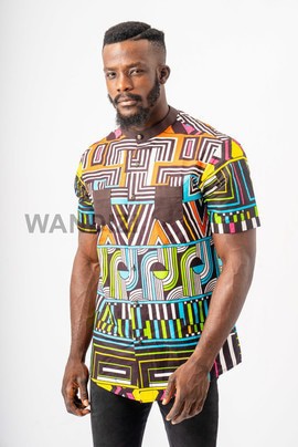 Multicolored Ankara Shirt, African Print Shirt, Men Clothing, African Mens Wear, Ankara Shirt