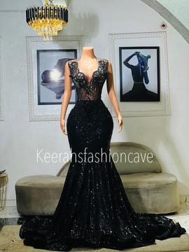 Long embellished sequin prom dress, formal graduation dress, evening gowns