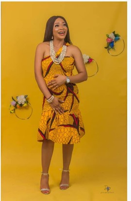 Smoked African print dress (elastic) with gathers at the bottom| Ankara Gown| Gifts For Her