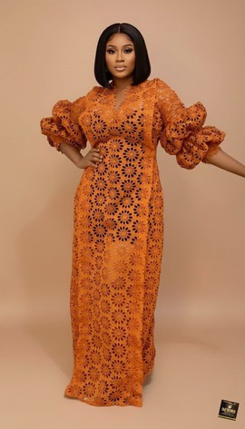 Sun-Kissed Petal Lace Maxi Gown