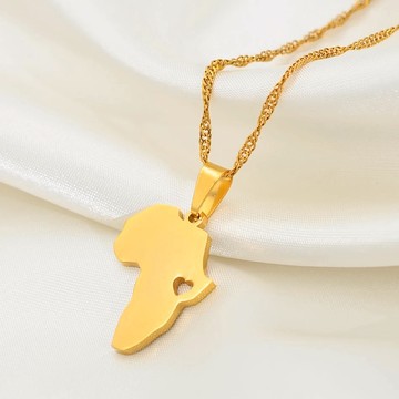 Gold color  african map necklace