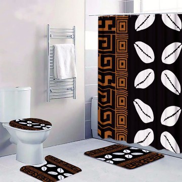 Cultural Unique Bath Mat White and Black Bathroom Rug (LARGER SIZES AVAILABLE)