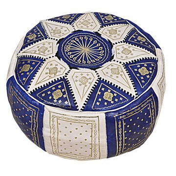 Tabouret en cuir bleu pour salon
