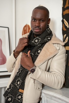 Maxi Scarf Bogolan black fleece lining