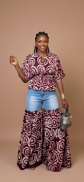 Ensemble asymétrique deux pièces à motifs