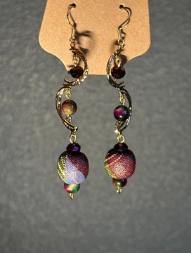 Boucles d'oreilles carte Afrique en tissu traditionnel NDOP