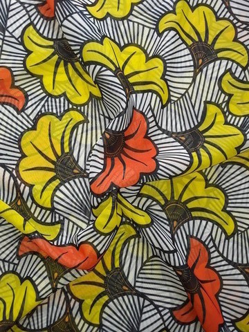 african wax fabric fluid silk fabric motif:  flower