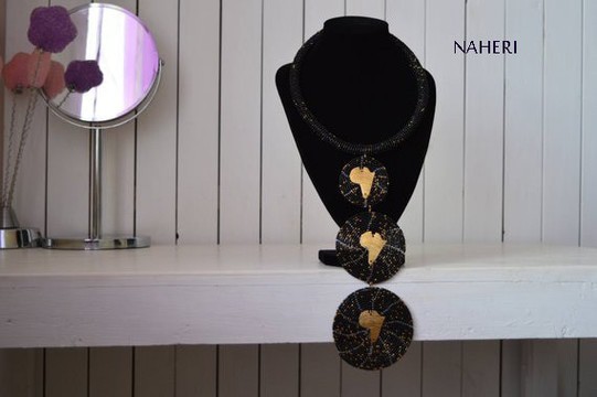 African map beaded necklace | Handmade jewelry | Tiered &amp; Tribal