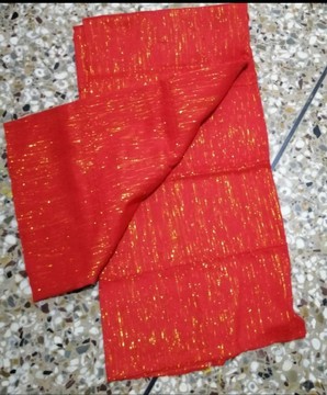 Plain Red Ashanti Bonwire Kente with Gold shimmer-Hand woven