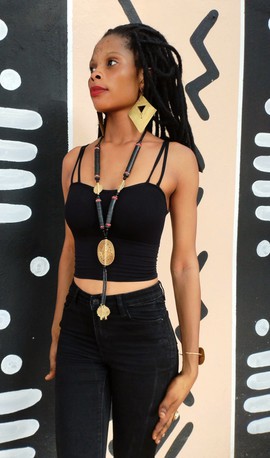 Long bronze necklace