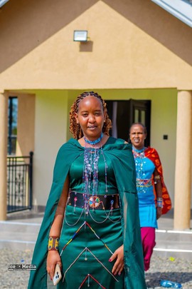 Beaded Maasai dress with a matching shawl