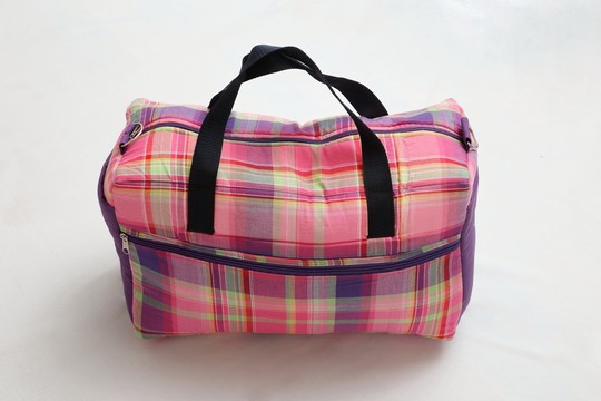 Pink Madras changing bag Handmade