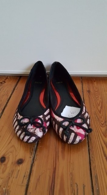ballerines batik rose et marron avec noeud
