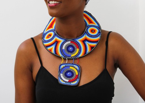 Collier en cuir africain, collier ras du cou en perles, tour de cou en perles Maasai, collier Tribal