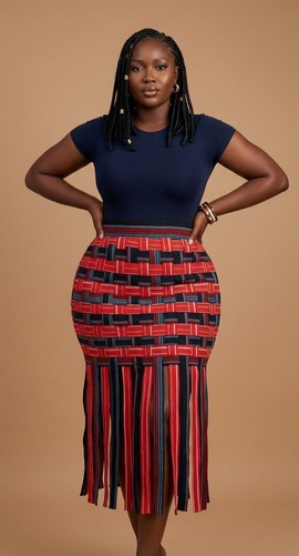 Woven Heritage Fringe Midi Skirt