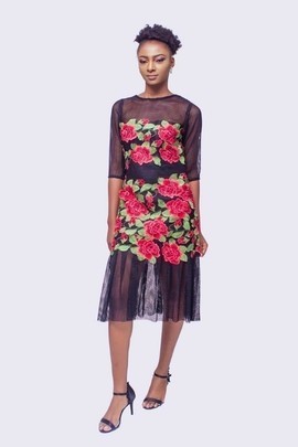 Lace Petal Net Dress, Party Dress, Cocktail Dress, Womens Clothing, African Womens Clothing