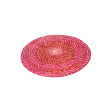 Fuchsia Pink Natural Straw Placemat, Handmade Trivet