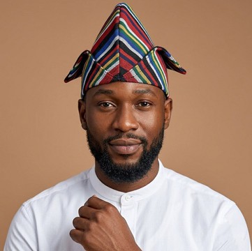 Bonnet traditionnel africain multicolore à rayures pour homme (2 pièces)