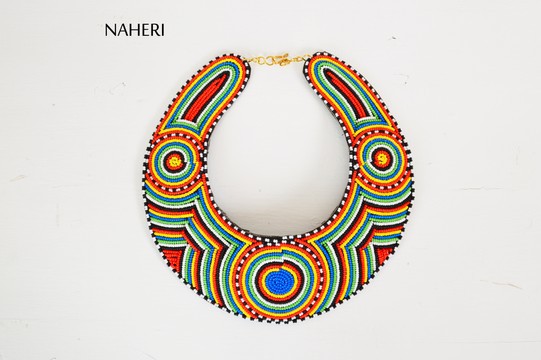 African beaded bib necklace tribal collar neck piece