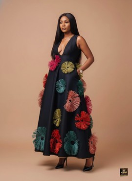 The Black Maxi with Abstract Tassels