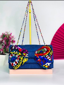 Sac en jean imprimé africain