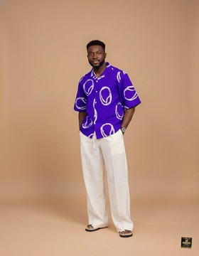 Electric Indigo Adire Camp Shirt &amp; Trousers Two-Piece Set