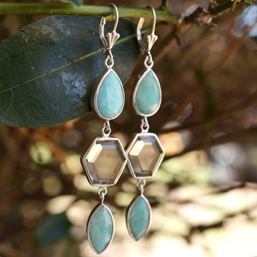 3-stone pendant earrings