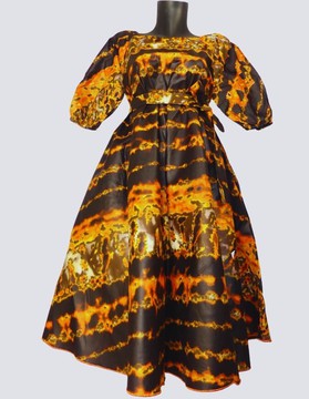 Robe évasée imprimée bazin