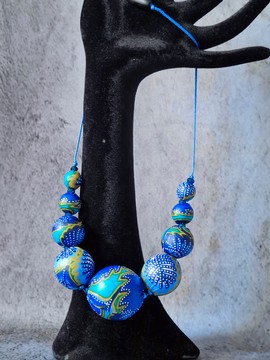 Collier YEMOJA en perles WAX tissu-pagnes