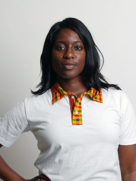 white t-shirt with kente collar